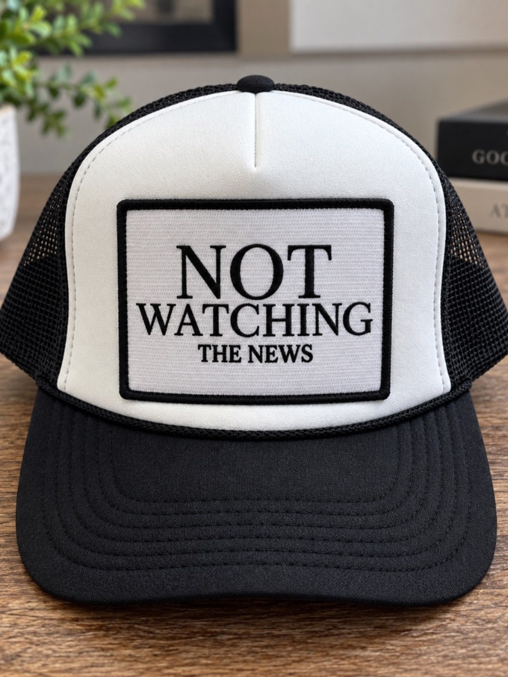 Friday Feelin' Not Watching The News Trucker Hat Mesh Snapback Cap Nordstrom NWT